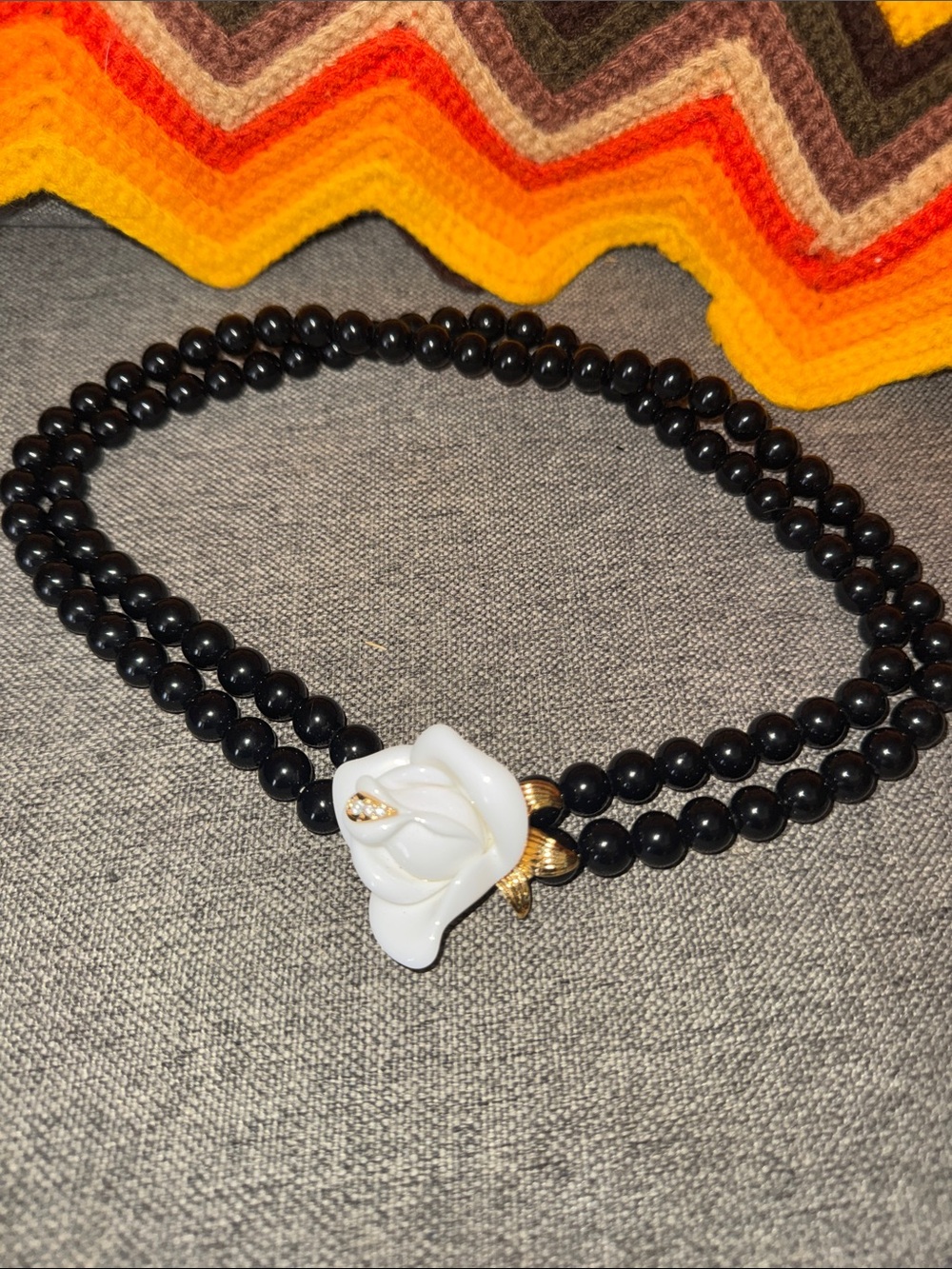 1980s Vintage KJL for Avon "Midnight Rose" Double Strand Necklace